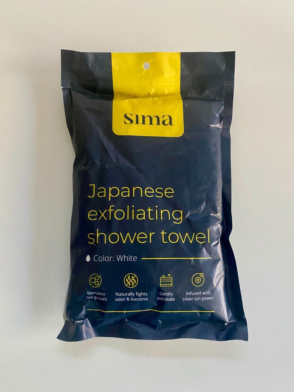 Sima Japanese Exfoliating Antibacterial Shower Towel /  Snow White /  Sima